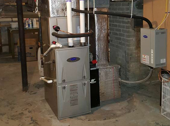 Natural gas heating system inside a home