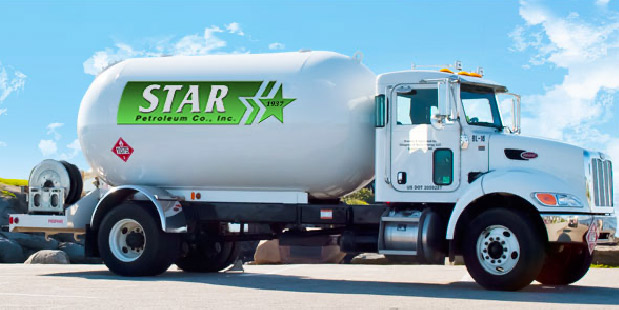 Star Petroleum truck delivering propane to a home